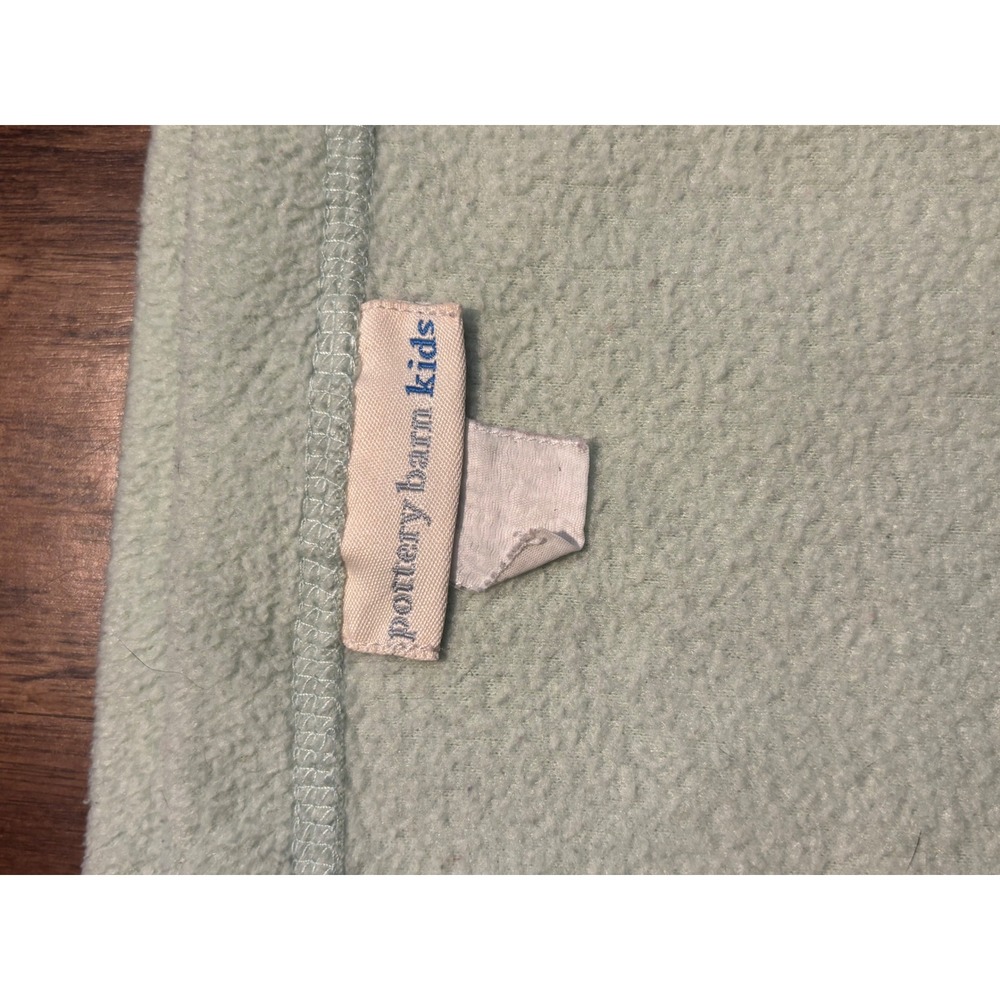 Pottery Barn Kids Mint Green Fleece Baby Blanket Bunny embroidered easter 39x28 - Picture 2 of 7